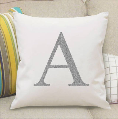 Silver Monogram Initial Cushion