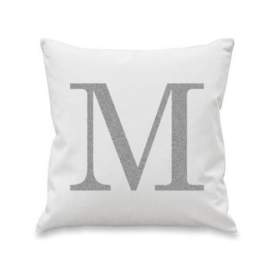 Silver Monogram Initial Cushion