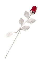 Silver Plated Red Rose