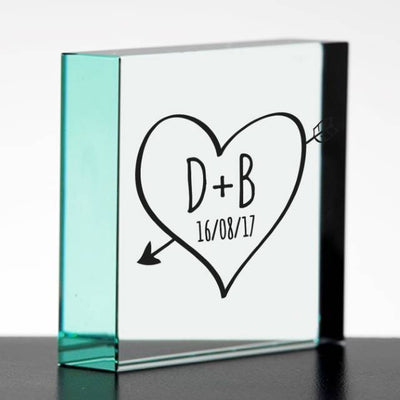 Sketch Heart Jade Glass Block