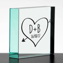 Sketch Heart Jade Glass Block