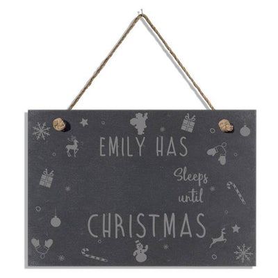 Sleeps Until Xmas Slate Hanging Sign