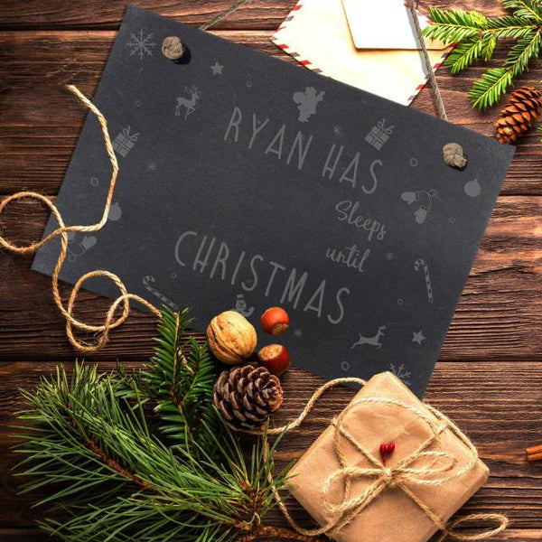 Sleeps Until Xmas Slate Hanging Sign