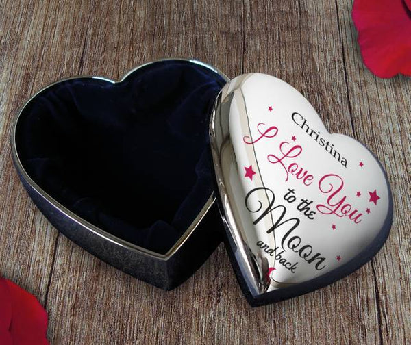 To The Moon & Back SP Printed Heart Trinket Box