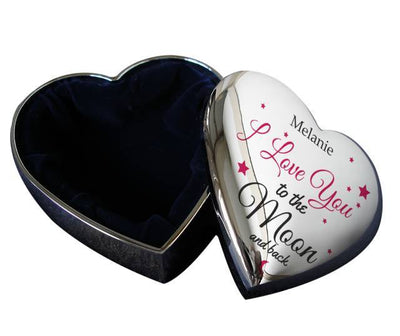 To The Moon & Back SP Printed Heart Trinket Box