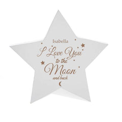 To The Moon & Back Wooden Star Plaque