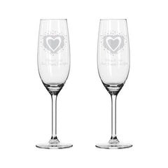 Vintage Heart Pair of Flutes